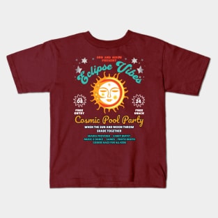 Sun and Moon Present: Eclipse Vibes, Cosmic Pool Party Kids T-Shirt